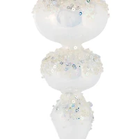 Hanging White Glass Finial Icicle Ornament, Pack of 4