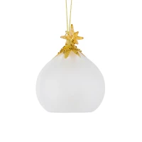 Ornements nativité suspendus en verre opaque doré avec étoile, ensemble de 4