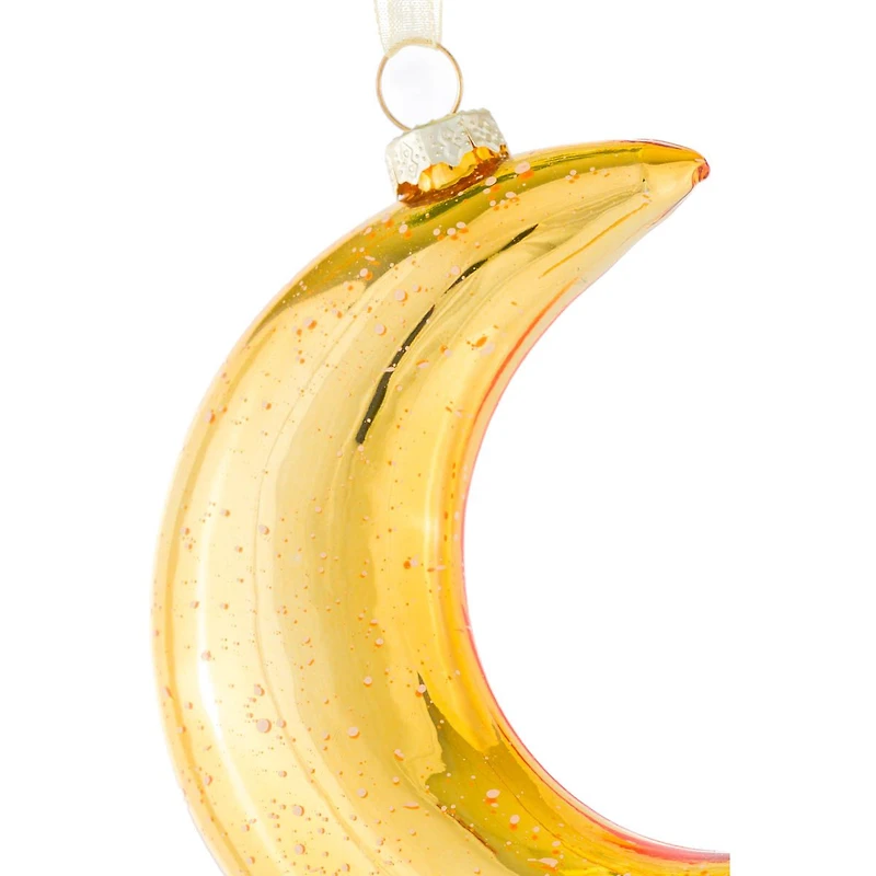 Hanging Gold Glass Crescent Moon Ornament, Pack of 3