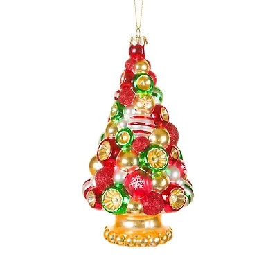 Hangable Red and Gold Glass Christmas Bulb Tree Ornament, Pack of 2