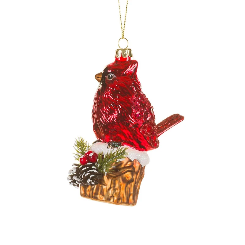 Hanging Red Glass Cardinal Ornament