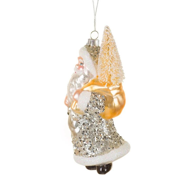 Silver and Gold Glass Santa Ornament Lantern, Pack of 3