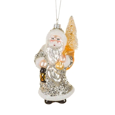 Silver and Gold Glass Santa Ornament Lantern, Pack of 3