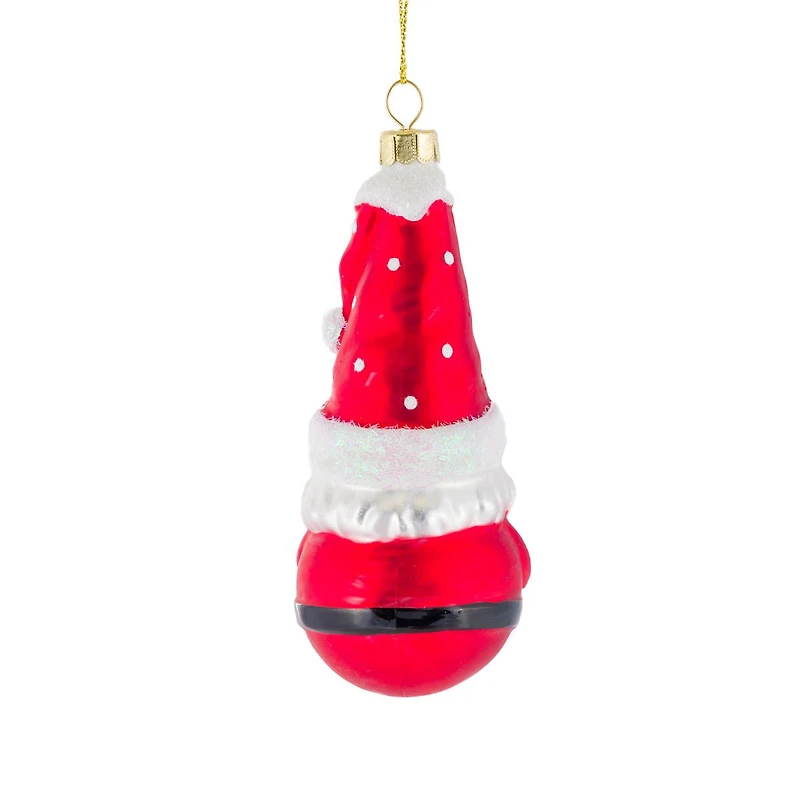 Hanging Red Glass Mini Santa Ornament with Gift, Pack of 4