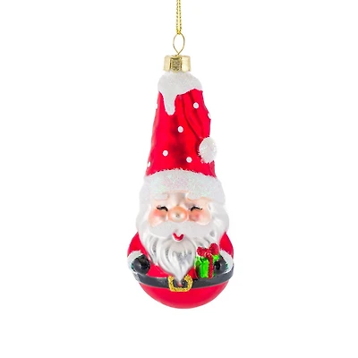 Hanging Red Glass Mini Santa Ornament with Gift, Pack of 4