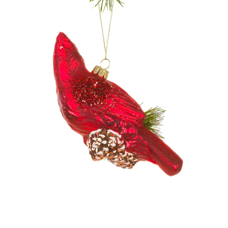 Hanging Sparkly Red Glass Cardinal Ornament, Pack of 3