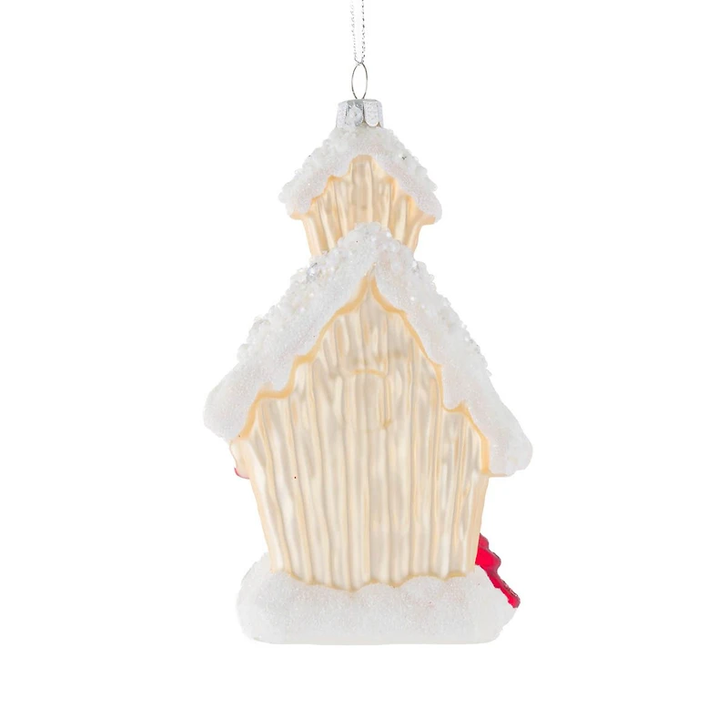 Hanging Off-White Glass Birdhouse Ornament, Pack of 3