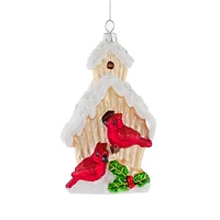 Hanging Off-White Glass Birdhouse Ornament, Pack of 3