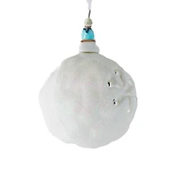 White Glass Snowball Bulb Ornament with Sledding Top, Pack of 2