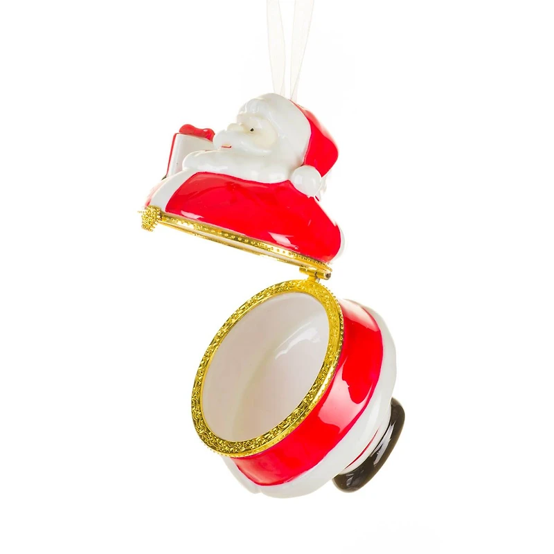 Hangable Red and White Porcelain Santa Keepsake Ornament, Pack of 2