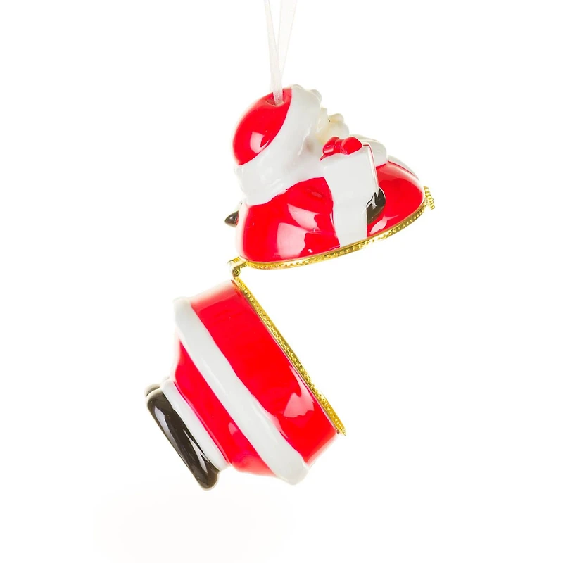 Hangable Red and White Porcelain Santa Keepsake Ornament, Pack of 2