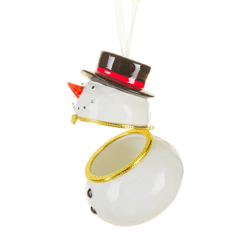 Hangable White Porcelain Snowman Keepsake Ornament, Pack of 2