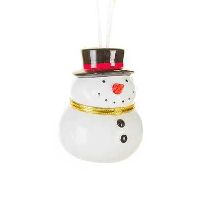 Hangable White Porcelain Snowman Keepsake Ornament, Pack of 2
