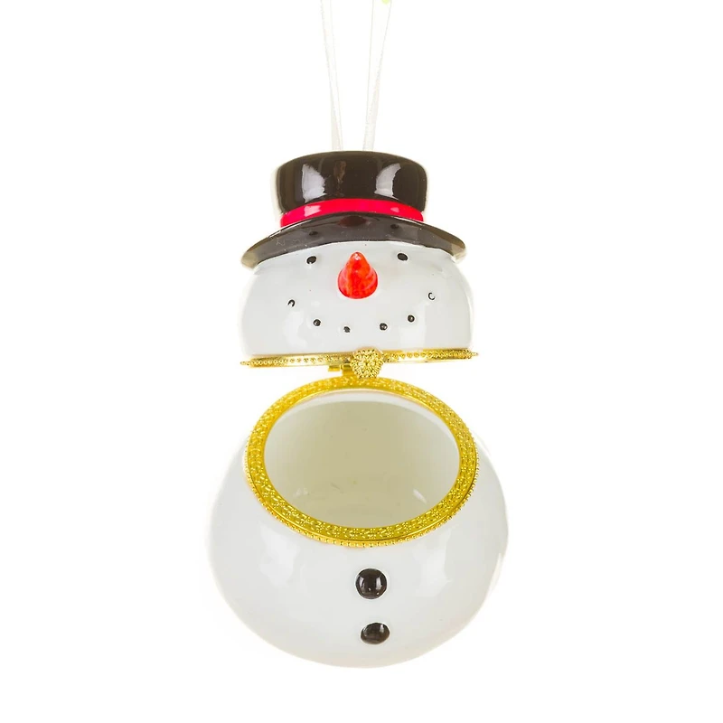 Hangable White Porcelain Snowman Keepsake Ornament, Pack of 2