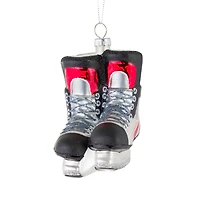 Hanging Silver and Red Glass Hockey Skates Ornament, Pack of 2