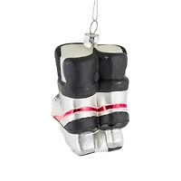 Ornements patins suspendus en verre argent et rouge, ensemble de 2