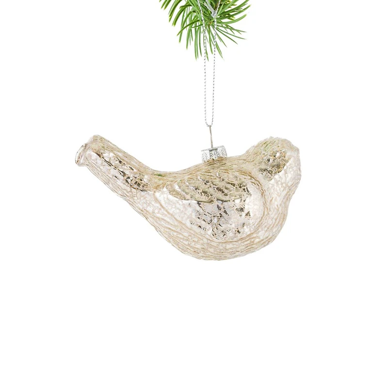 Hanging Silver Glass Bird Ornament, Pack of 3
