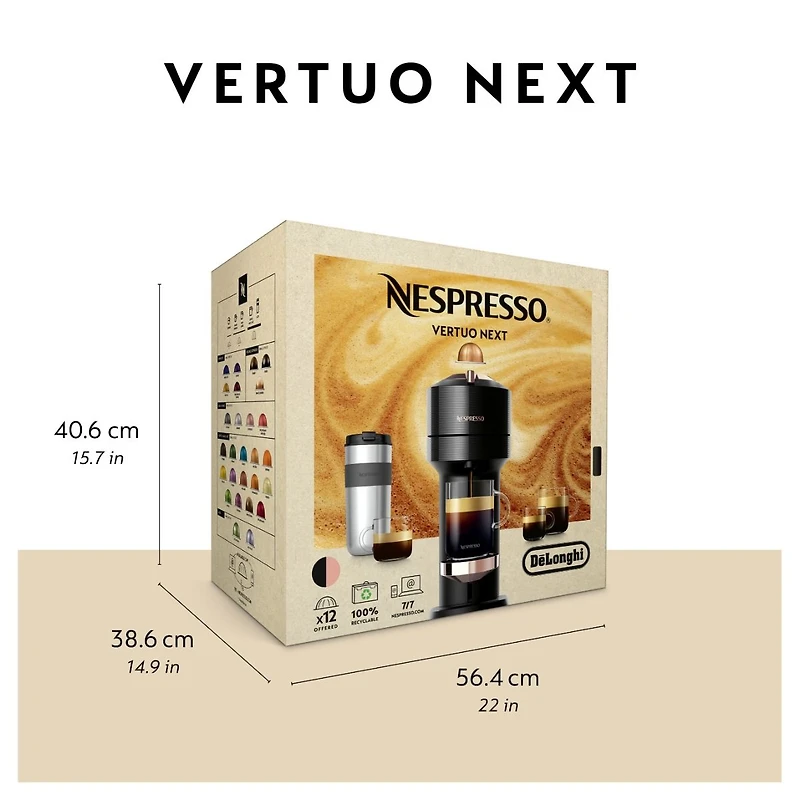 Machine à café et espresso à capsule Nespresso® Vertuo Next Premium par De'Longhi - Noir et rose doré