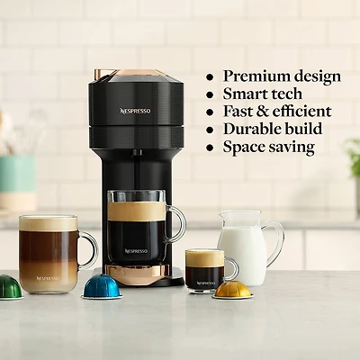 Nespresso® Vertuo Next Premium Coffee & Espresso Capsule Machine  by De'Longhi - Black Rose Gold