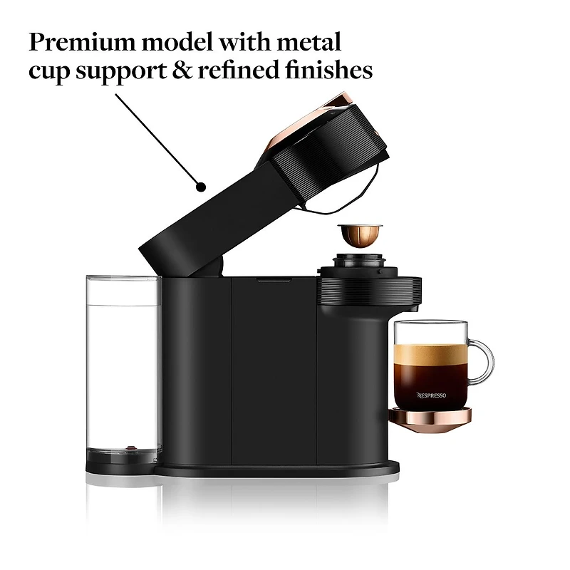 Nespresso® Vertuo Next Premium Coffee & Espresso Capsule Machine  by De'Longhi - Black Rose Gold