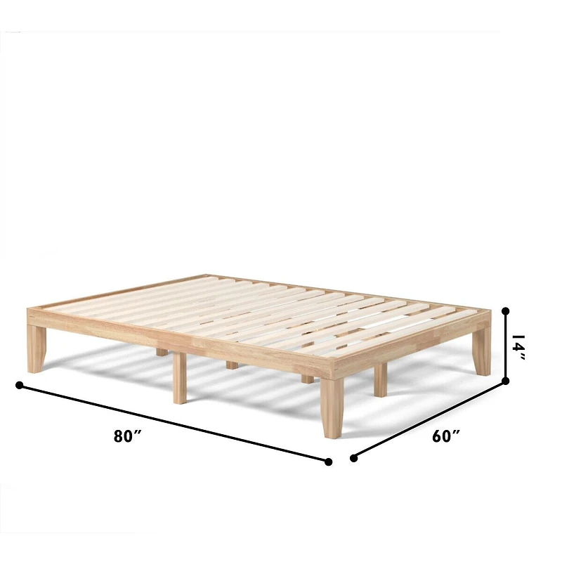 Queen Size 14" Wooden Bed Mattress Frame - Natural