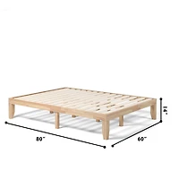 Queen Size 14" Wooden Bed Mattress Frame - Natural