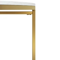 Velmari Table basse ronde blanche avec plateau en marbre