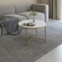 Velmari Round White Coffee Table Marble Tabletop