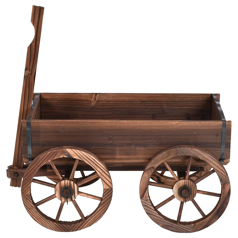 Wood Wagon Planter Pot Stand, Wheels