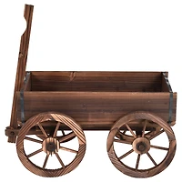 Wood Wagon Planter Pot Stand, Wheels