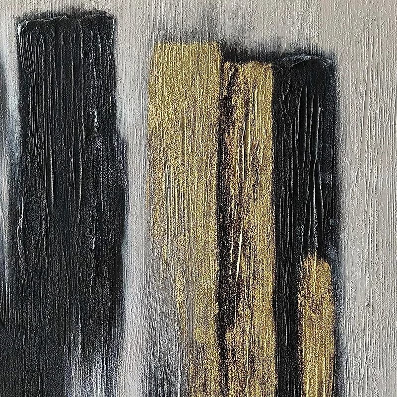Flux art mural abstrait noir et or
