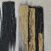 Flux art mural abstrait noir et or