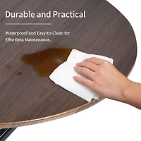 Modern 5-Piece Round Espresso Dining Set with Brown Suede Chairs