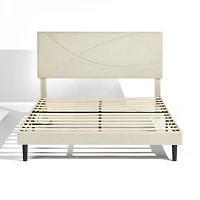 Cadre de lit grand rembourré Foothill beige avec ports USB et lumières LED