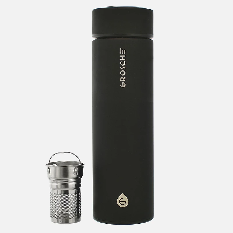 Grosche Chicago Black Stainless Steel Tea and Water Infuser Bottle