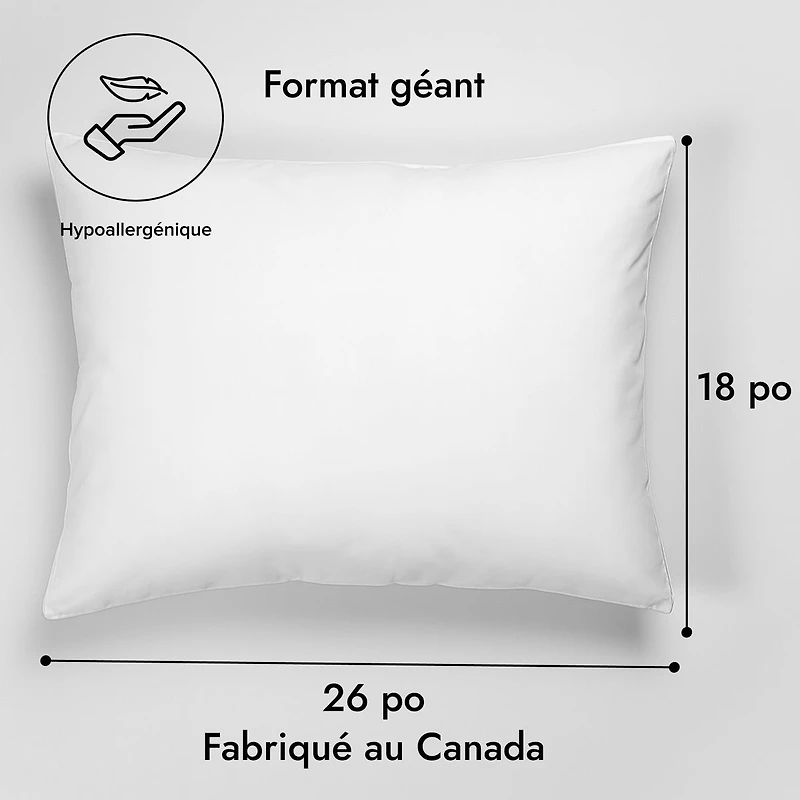 Oreiller jumbo à bande latérale