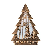 Musical Bronze Plastic Christmas Tree Warm White LED Snow Globe Nativity Scene