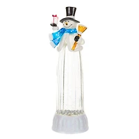 Musical Clear Plastic Snowman Warm White LED Snow Globe Top Hat and Swirling Glitter