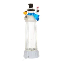 Musical Clear Plastic Snowman Warm White LED Snow Globe Top Hat and Swirling Glitter