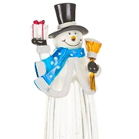 Musical Clear Plastic Snowman Warm White LED Snow Globe Top Hat and Swirling Glitter