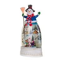 Boule à neige musical en plastique bleu avec bonhomme de neige « Premier jour de Frosty »