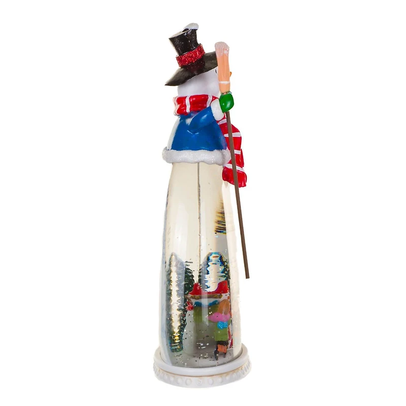Musical Blue Plastic Snowman Snow Globe with Frosty's First Day