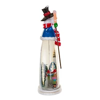 Musical Blue Plastic Snowman Snow Globe with Frosty's First Day