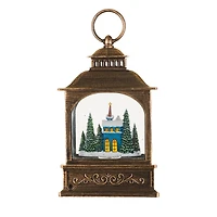 Musical Bronze Plastic Lantern Warm White LED Snow Globe Winter Joyride