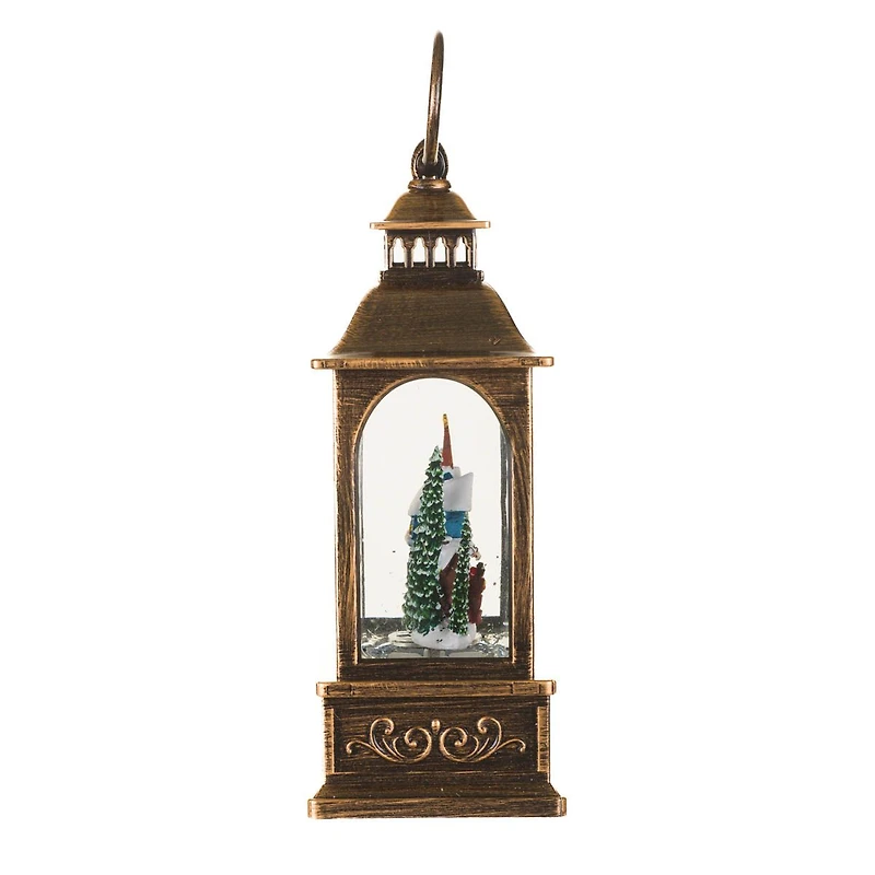 Musical Bronze Plastic Lantern Warm White LED Snow Globe Winter Joyride