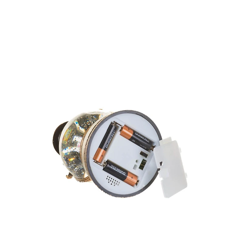 Musical Bronze Plastic Lantern Warm White LED Snow Globe Santa's Tree and Swirling Glitter