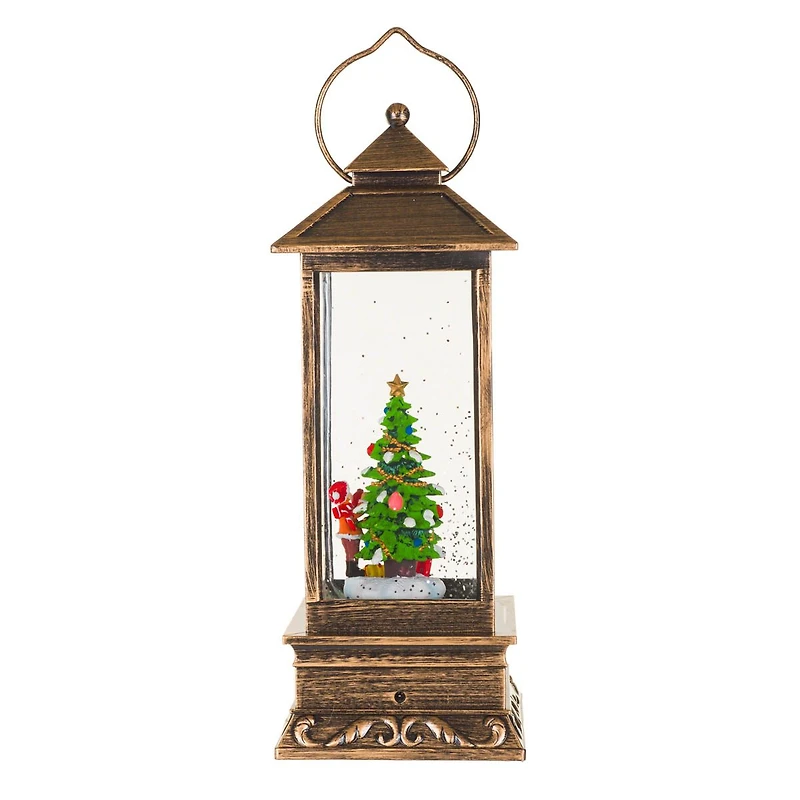 Musical Bronze Plastic Lantern Warm White LED Snow Globe Decorating Child