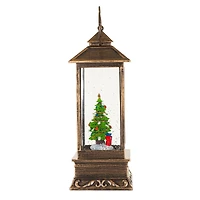 Musical Bronze Plastic Lantern Warm White LED Snow Globe Decorating Child