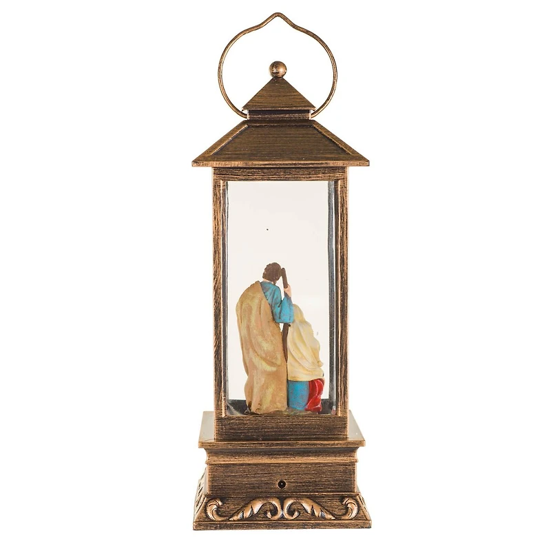 Musical Bronze Plastic Lantern Warm White LED Snow Globe Traveling Family