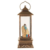 Musical Bronze Plastic Lantern Warm White LED Snow Globe Traveling Family